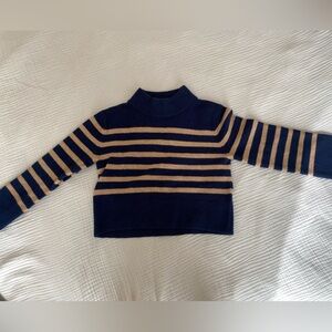 J. Crew Navy and Camel Striped Mock Neck Sweater in XXS (runs large).